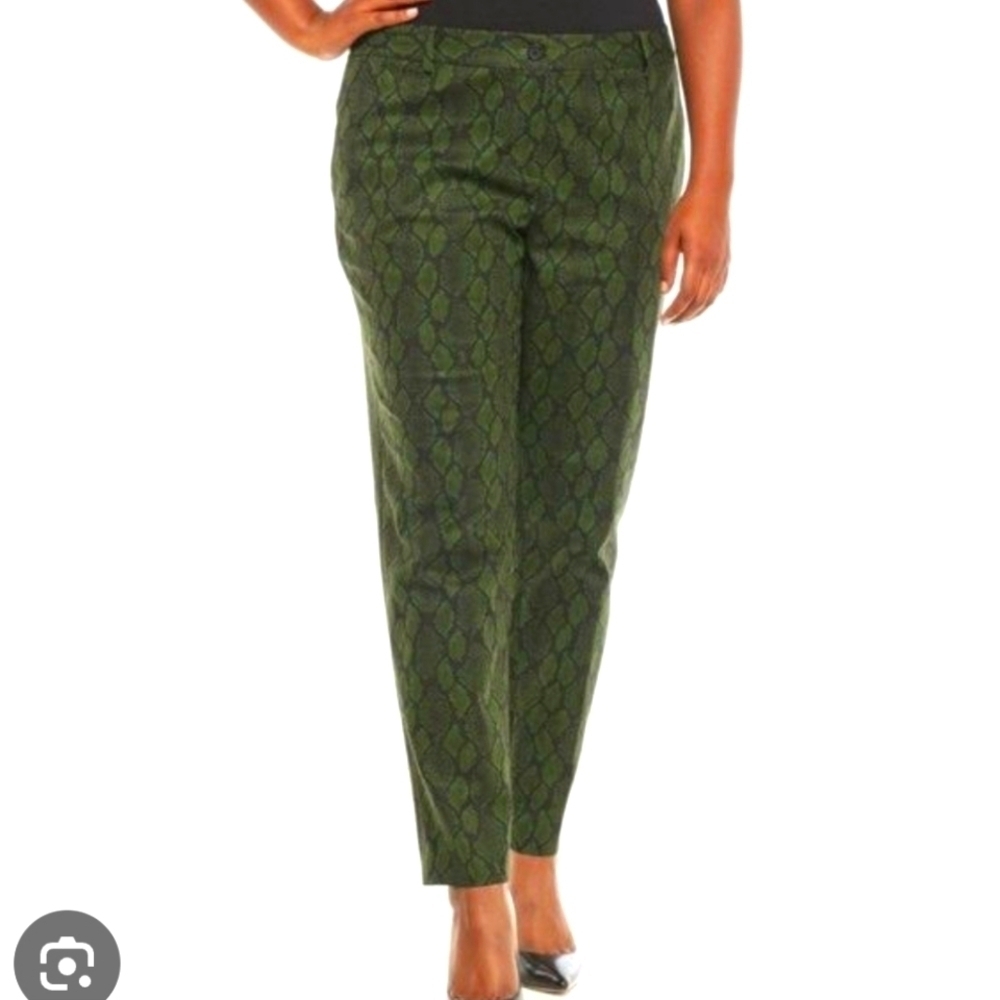 MICHAEL Kors Green Cropped Ankle Pants Snakeskin Dressy Career Office 10 Large